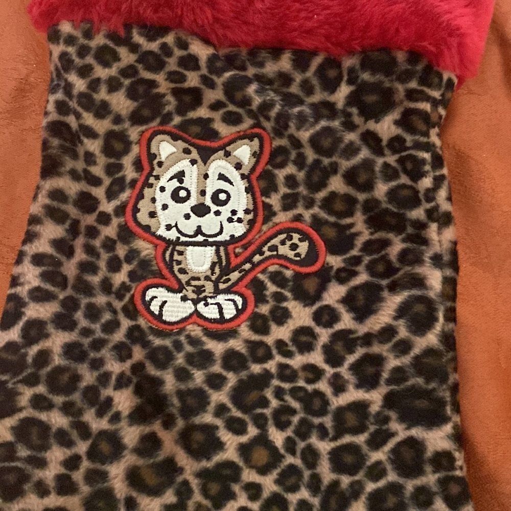 Tilt Leopard Cat  Christmas Stocking - Picture 3 of 7